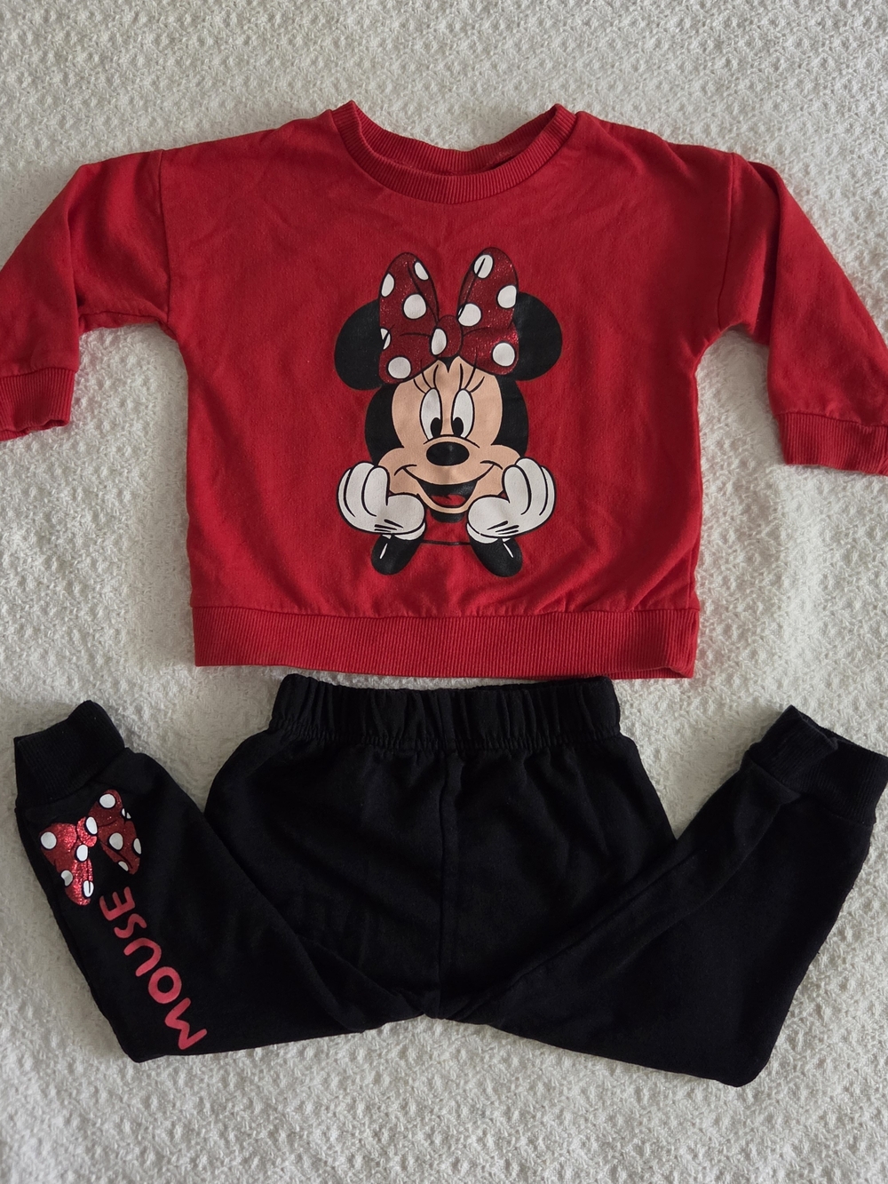 Disney Red Minnie Mouse Sweatshirt with Black Joggers Set